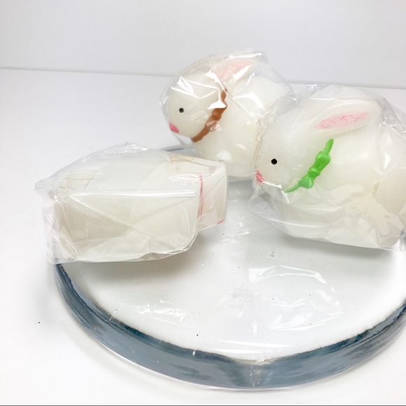 Bunny Candles Trio Floating White Pastel Trim NEW - Picture 6 of 6